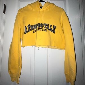 Yellow cropped Aeropostale hoodie